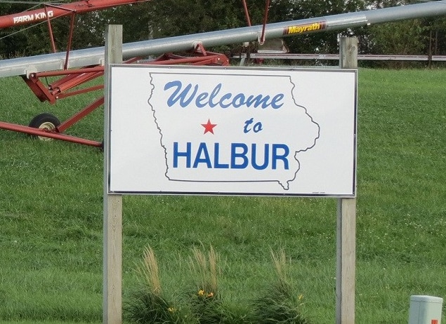 Welcome to Halbur sign
